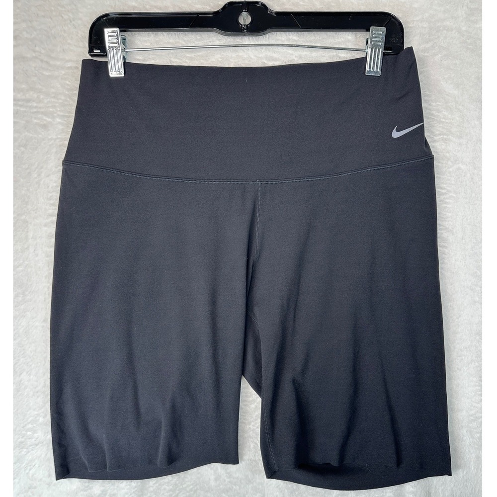 Nike Zenvy Biker Shorts Womens Large Black Dri-FIT High Waisted 8 Inch Inseam